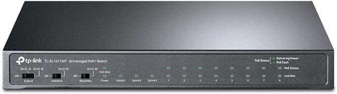 TP-Link TL-SL1311MP 8 Port 10/100Mbps Fast Ethernet PoE Switch 8 PoE+ Ports 124W by TP-Link