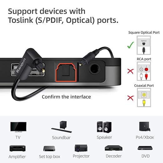 90 Degree Optical Audio Cable, Slim Digital SPDIF Audio Optical Cable, 360 - Image 5