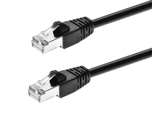 Monoprice Cat6A 7ft Black Patch Cable Double Shielded 26AWG 10G Pure Bare by Monoprice