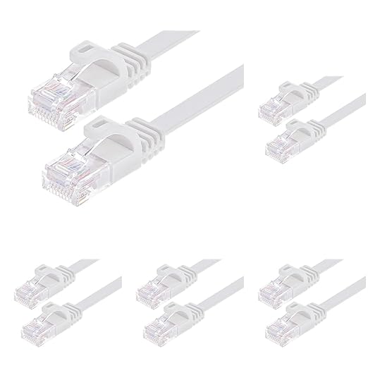 Monoprice Cat6 7ft White Flat Patch Cable UTP 30AWG 550MHz Pure Bare Copper by Monoprice