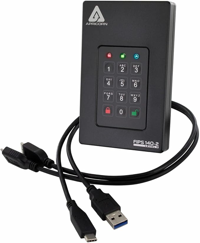 Apricorn 1TB Aegis Fortress L3- FIPS Level 3 Validated USB 3.0 Hardware by Apricorn