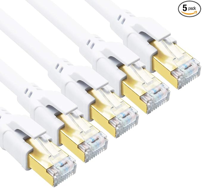 Yauhody CAT 8 Ethernet Cable, 10ft 5 Pack Ultra High Speed 40Gbps 2000MHz SFTP by Yauhody