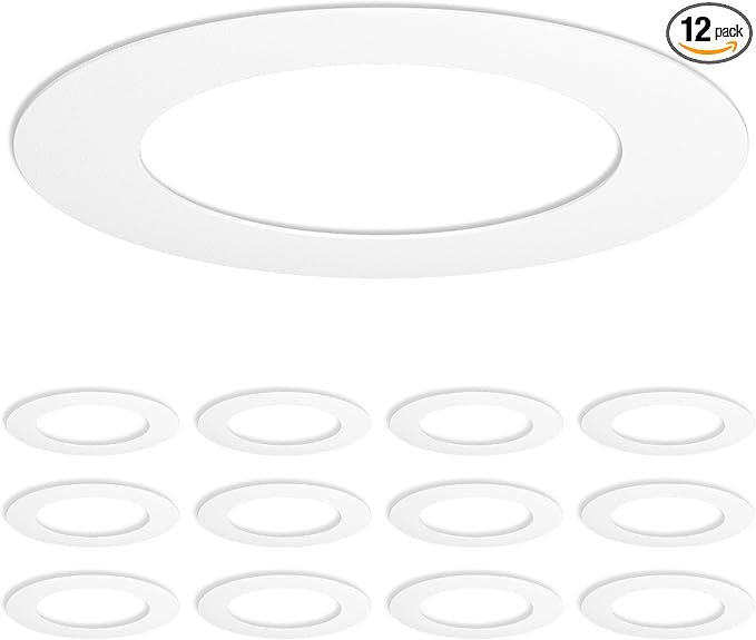 Amico 12 Pack Goof Rings for 6 Inch Recessed Lights, Can Light Trim Ring Cover by Amico
