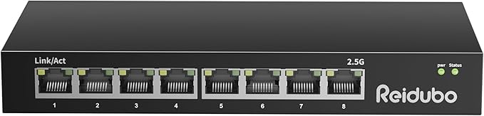 Ethernet Switch Unmanaged, 8 Port 2.5gb Switch, 60Gbps Switching Capacity by ReiduboSecurityPoECameraSwitch