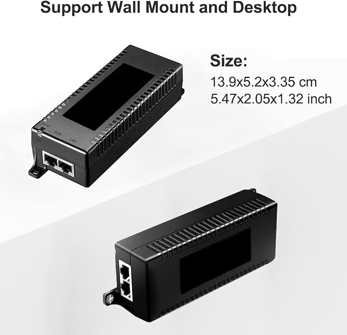 2.5G PoE+ Injector 30W, 802.3af/at 2.5GBASE-T Compaliant, Converts Non-POE Port - Image 4