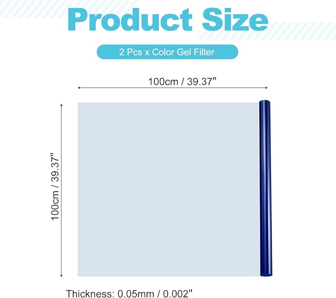 MECCANIXITY Lighting Gel Filter 39.4x39.4 Inch Blue 82 Color Correction Sheet - Image 2