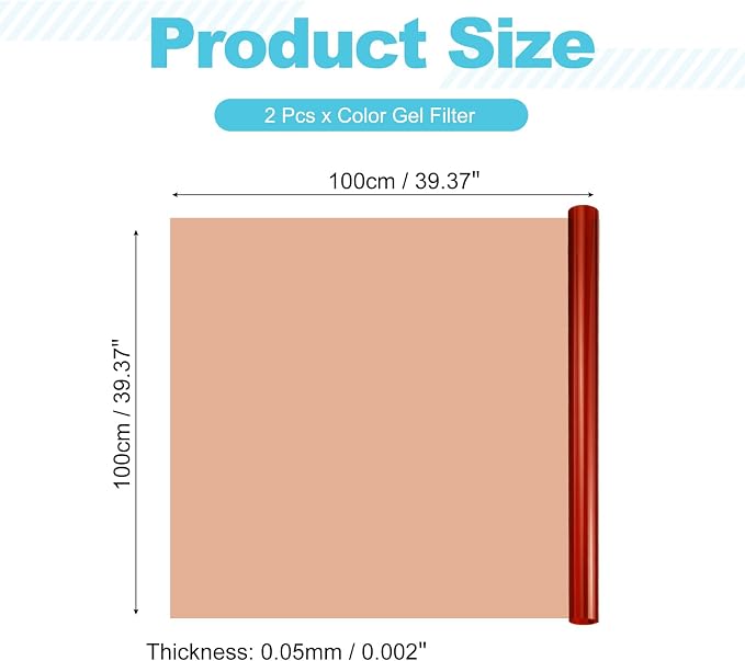MECCANIXITY Lighting Gel Filter 39.4x39.4 Inch Orange 403 Color Correction Sheet - Image 2