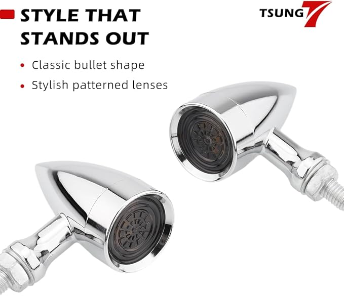 TSUNG Universal Motorcycle LED Turn Signals Small Bullet Front Rear Blinkers - Image 5
