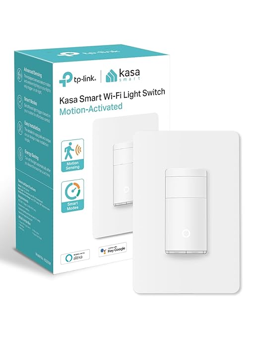 Kasa Smart WiFi Motion Sensor Switch, Single Pole, Needs Neutral Wire, 2.4GHz by KasaSmartbyTP-Link