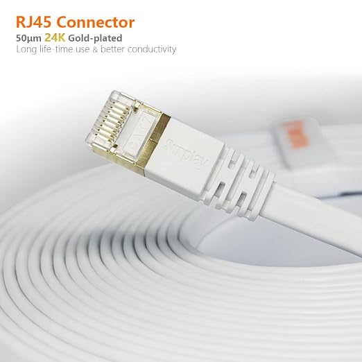 Cat7 Ethernet Cable 100FT-White-10Gbps High Speed Ultra Slim Outdoor&Indoor - Image 8