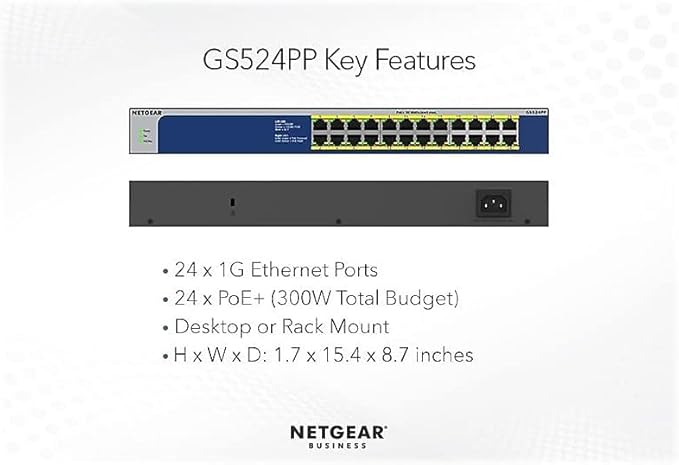 NETGEAR 24-Port Gigabit Ethernet Unmanaged PoE Switch - - Image 2