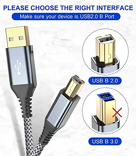 Printer Cable 10ft, USB 2.0 USB-A to USB-B Midi Cable High Speed Nylon Braided - Image 4