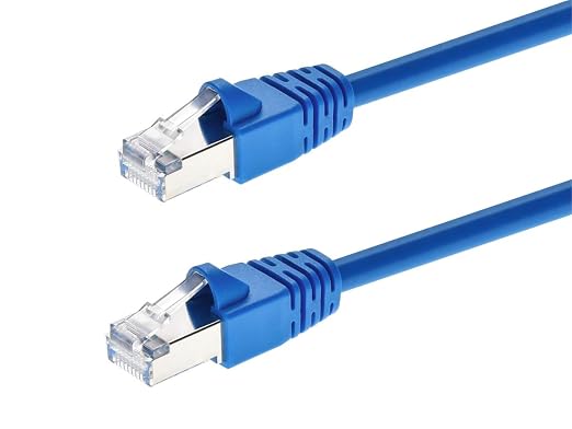 Monoprice Cat6A 3ft Blue Patch Cable Double Shielded 26AWG 10G Pure Bare Copper by Monoprice