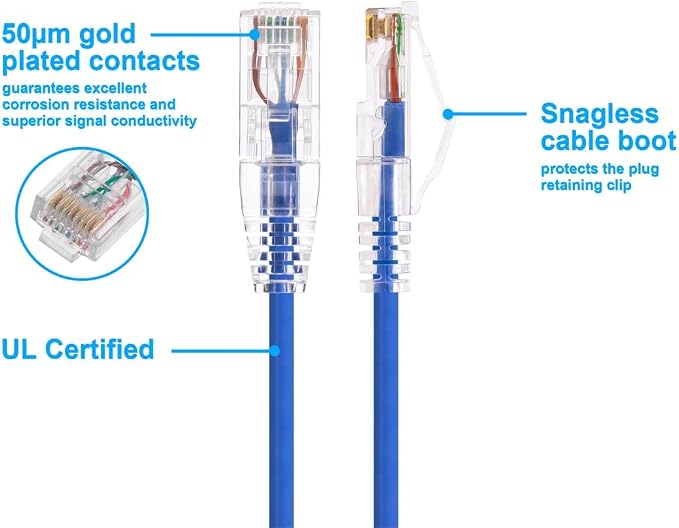 Monoprice Cat6 14ft Blue Component Level Patch Cable UTP 28AWG 550MHz Pure Bare - Image 3