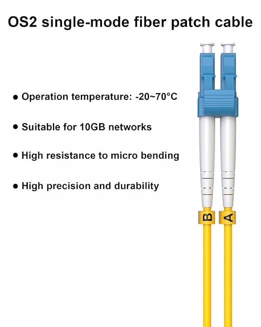 5 Pack OS2 LC to LC Fiber Patch Cable, SingleMode Duplex 1G/10GB Fiber Optical - Image 9