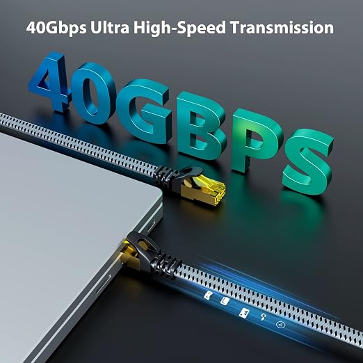 ARISKEEN Cat 8 Ethernet Cable 100 FT, 40Gbps 2000Mhz High Speed Cat8 Network - Image 2