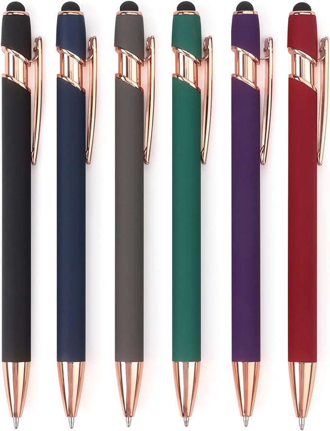 6 Pack Ballpoint Pen 2-in-1 Stylus Retractable Ballpoint Pen by Bribobo