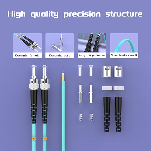 OM3 Fiber Patch Cable ST/UPC to ST/UPC 328ft/100meters 10BG/Gigabit Multimode - Image 4