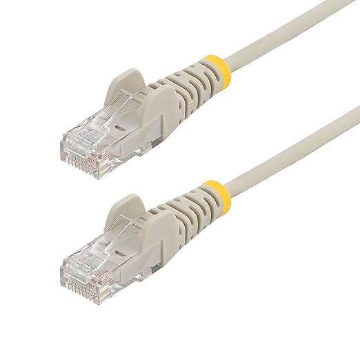 StarTech 2ft Gray Slim CAT6 Ethernet Cable, Snagless RJ45, 28AWG Pure Bare by StarTech