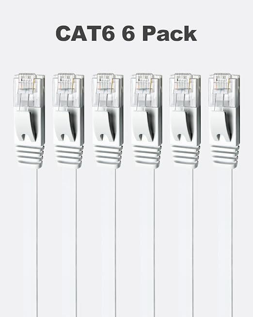 Yauhody CAT 6 Ethernet Cable 15ft 6-Pack White, High Speed Solid Flat CAT6 - Image 8