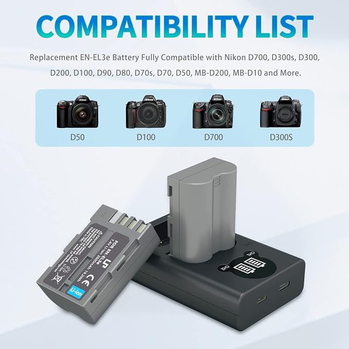 LP EN-EL3e Battery 2-Pack and Charger - Image 3