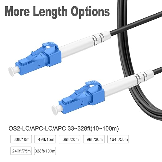 65 Feet Outdoor Simplex Fiber Optic Cable, OS2 LC to LC Single Mode Fiber Patch - Image 3