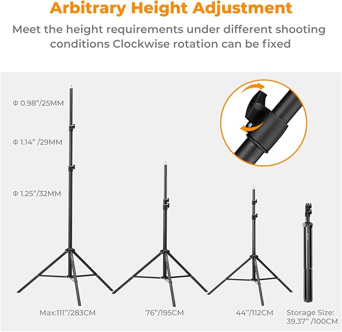K&F CONCEPT Light Stand for Photography, 9.1ft/2.8M Portable Extendable Photo - Image 4