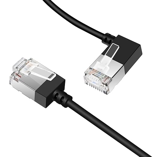 Ultra Slim 90° Degree Cat 6A Ethernet Cable Left Angled 6.6 Feet 2Pack - Image 2
