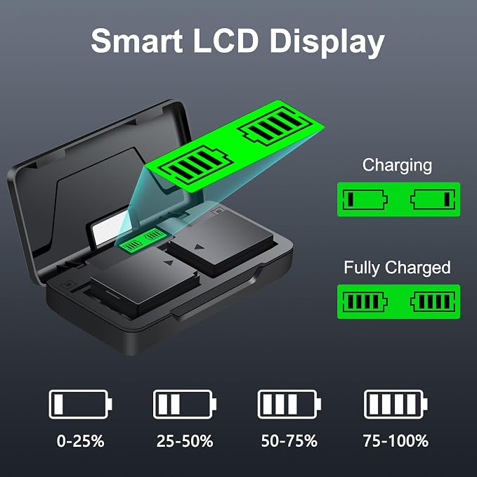 EN-EL14 EN-EL14A Battery 2 Pack and Charger Case Compatible - Image 5