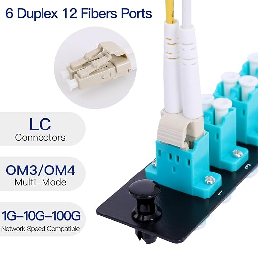4PCS 6 Duplex 12 Core LC Adapters OM3 Fiber Patch Panel LGX Footprint Loaded 12 - Image 3