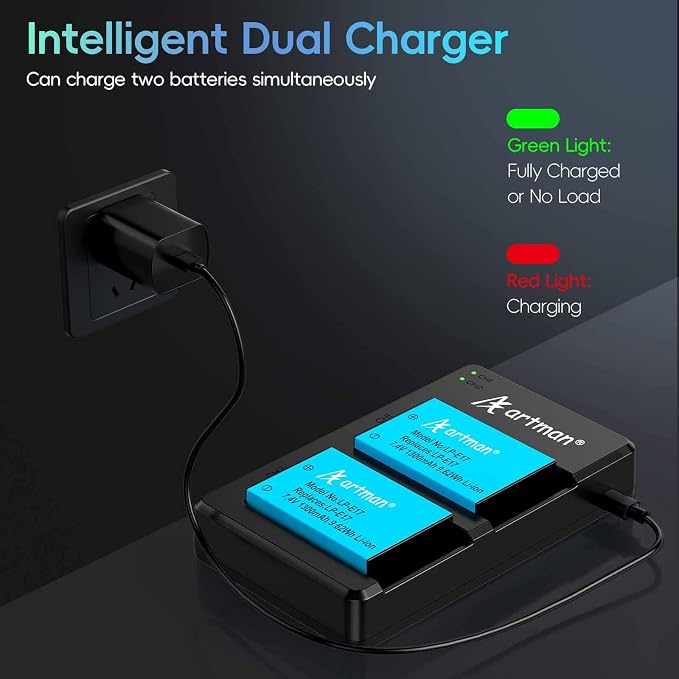 Artman LP-E17 Battery 2-Pack and Rapid Dual LP E17 Battery Charger - Image 5