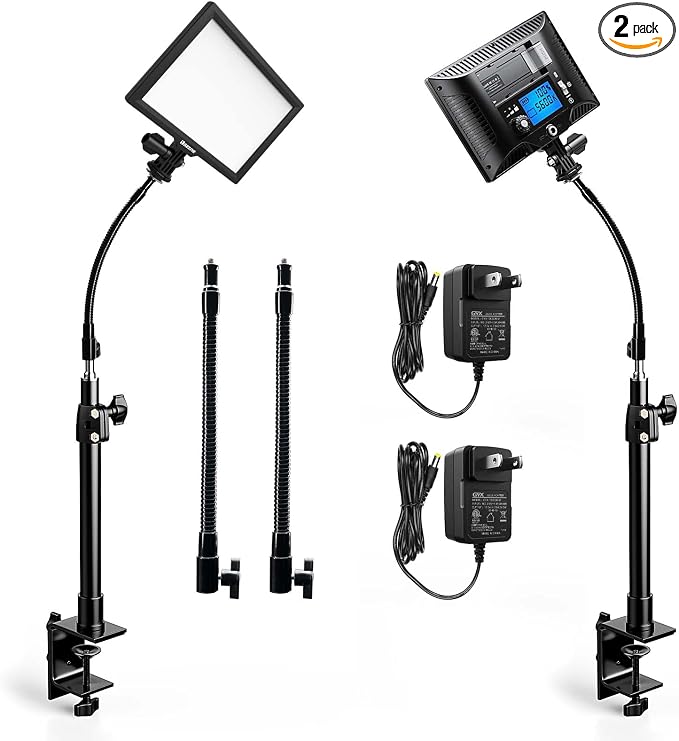 2Pack Streaming Key Light, LED Video Light Dimmable Bi-Color 3200-5600k Video by Dazzne