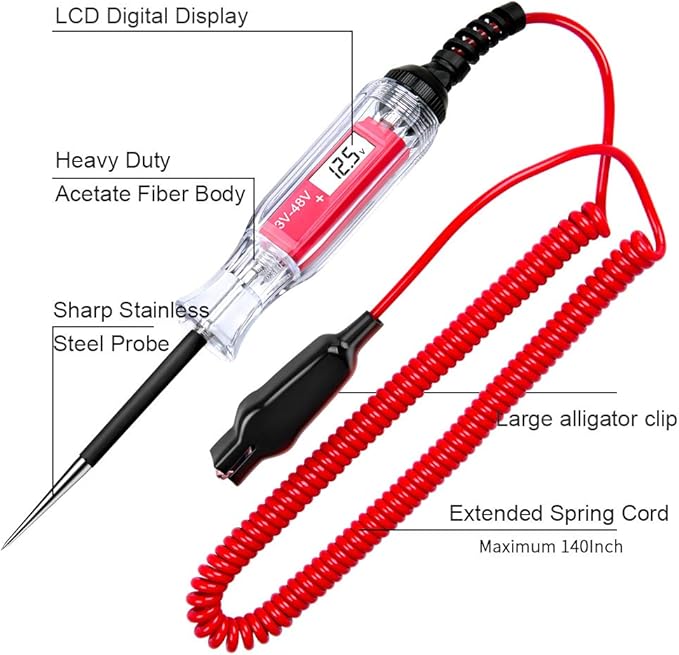 Large Size Heavy Duty 3-48V Digital LCD Circuit Tester - Image 3