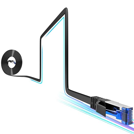 Cat8 Flat Ethernet Cable 50 FT Indoor & Outdoor, Invisable Ultra-Thin Ethernet by 10Gsupxsel
