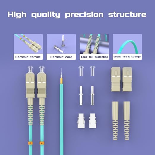 Fiber Patch Cable 100ft/30meters SC/UPC to SC/UPC OM3 10Gb/Gigabit MultiMode - Image 4