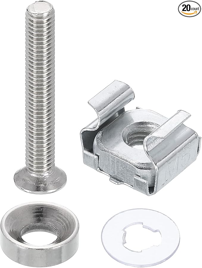 PATIKIL Rack Mount Cage Nut, Carbon Steel Rack Screws Zinc Square Snap-in Cage by PATIKIL