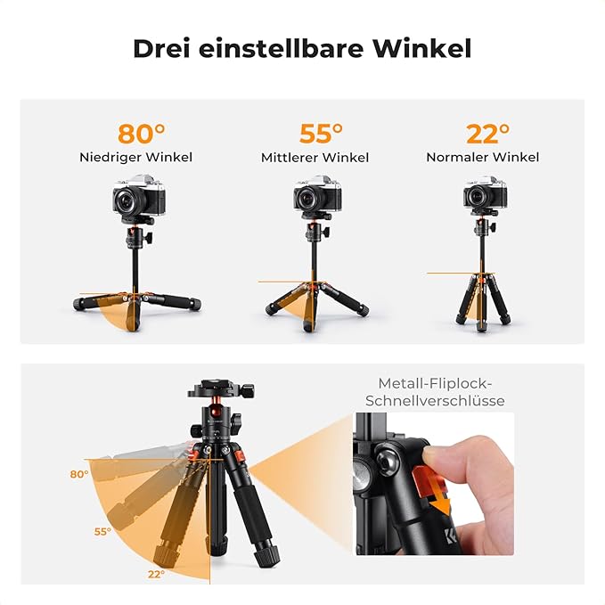 K&F CONCEPT Mini Desk Tripod, 21.6'' Compact Small Tripod - Image 5