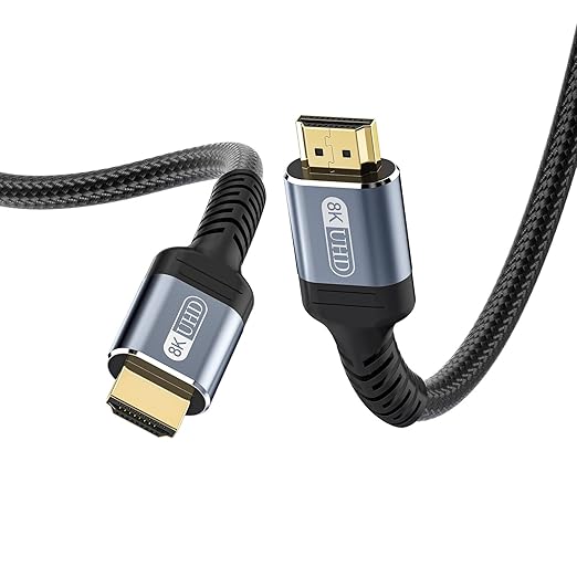 8K HDMI 2.1 Cable 8ft 48Gbps Ultra High Speed Braided Nylon HDMI Cord-8K@60Hz by Fibopitcal