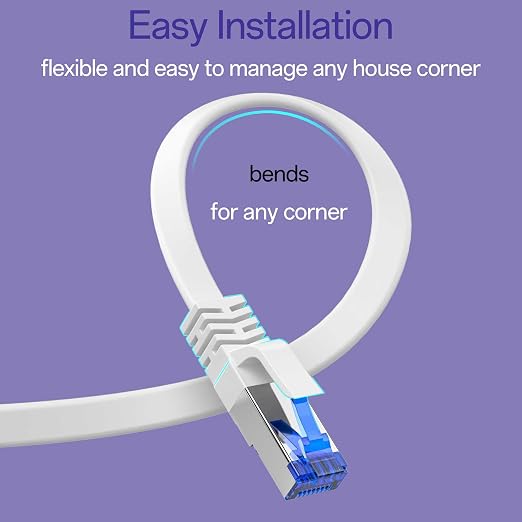 Cat8 Flat Ethernet Cable 75 FT Indoor & Outdoor, Invisable Ultra-Thin Ethernet - Image 5