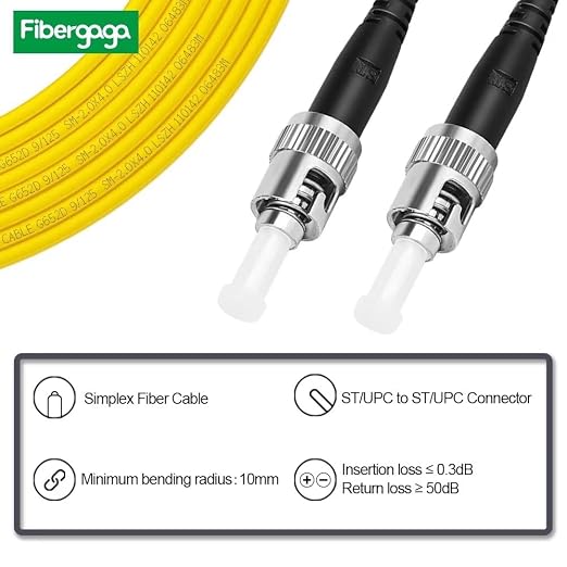 Fibergaga-10m OS2 ST to ST Fiber Patch Cable, Single Mode, Length Option: - Image 2