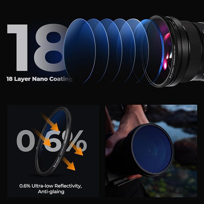 K&F Concept 77mm UV/CPL/ND2-400 Lens Filters Kit-18 Multi-Layer Coatings - Image 6