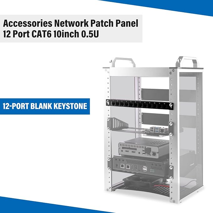 GeeekPi 12 Port Patch Panel, 10inch 0.5U CAT6 Network Patch Panel - Image 2