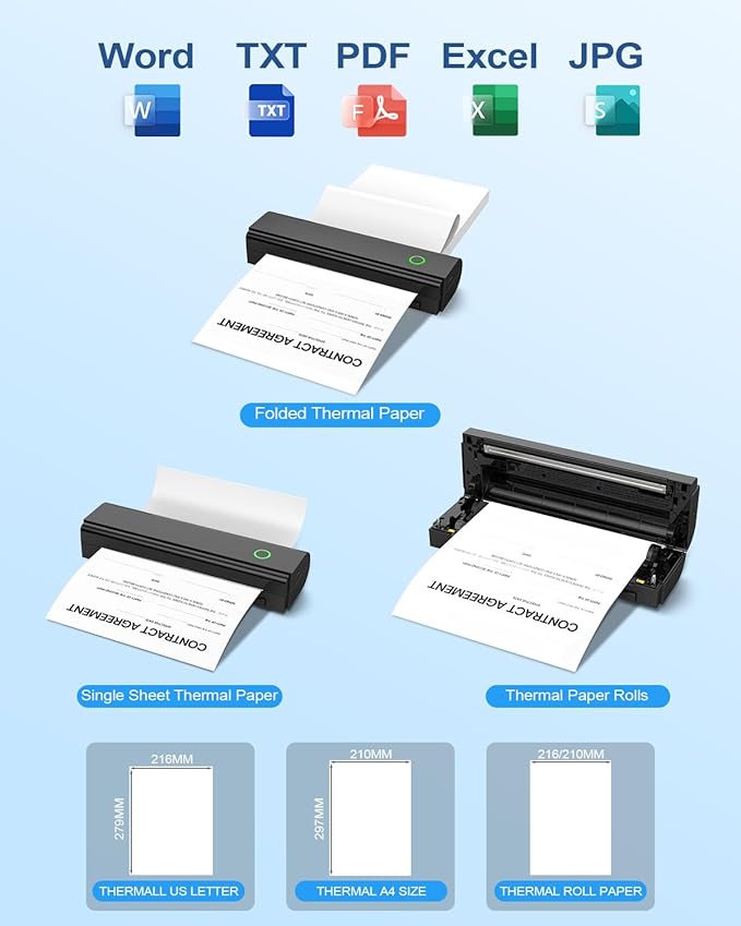 Portable Printers Wireless for Travel, Inkless Mobile Printer Work - Image 4