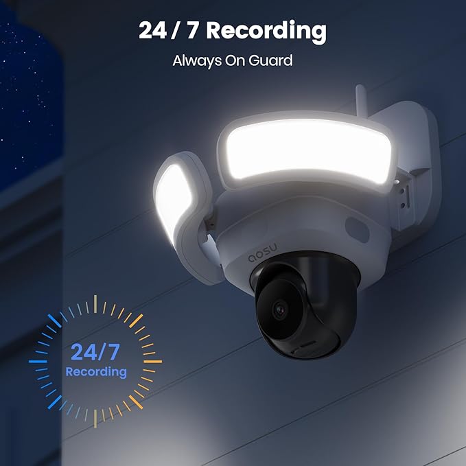 aosu Floodlight Camera Wired, 3K UHD Security Camera Outdoor, 360° Coverage - Image 2