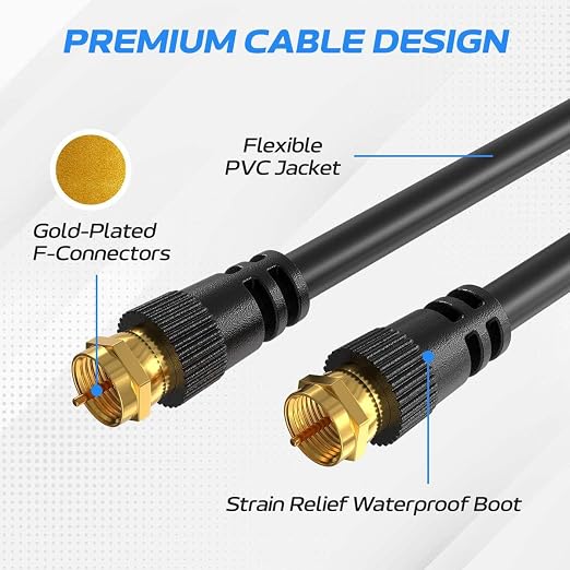 Cables Direct Online Pack of 10 x Coaxial Cables 20FT Black Coax RG6 Male F - Image 3