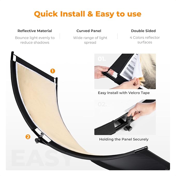 K&F CONCEPT U-Shape Reflector Curved Reflector 180x60cm - Image 5
