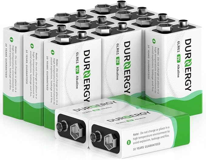 DURNERGY 9V Batteries 12 Pack, 10-Year Shelf Life, 9v Battery by DURNERGY