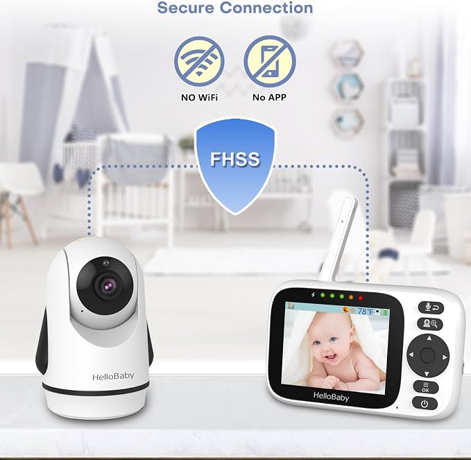 HelloBaby 3.2'' Baby Monitor 3 Cameras, Video Audio Baby Monitor No WiFi - Image 6