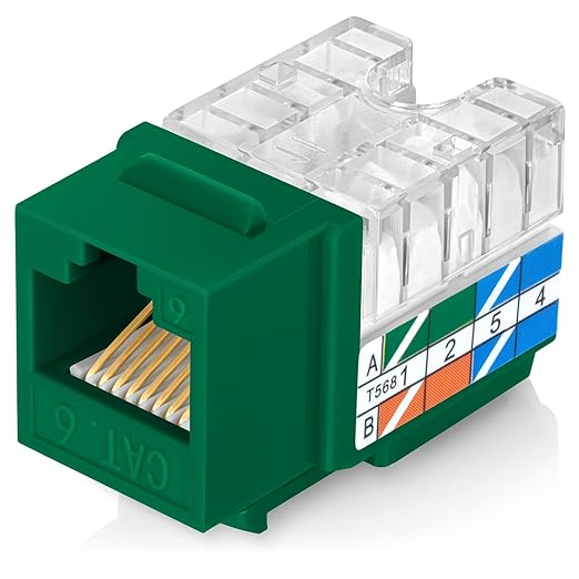 Everest 90° Angled RJ45 Cat6 Keystone Jacks 100-Pack in Green - Image 8