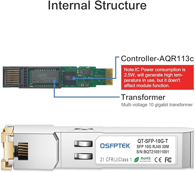 10GBASE-T SFP+ to RJ45 Module, 10Gb Ethernet Copper RJ-45, 10gbe Gigabit Mini - Image 4